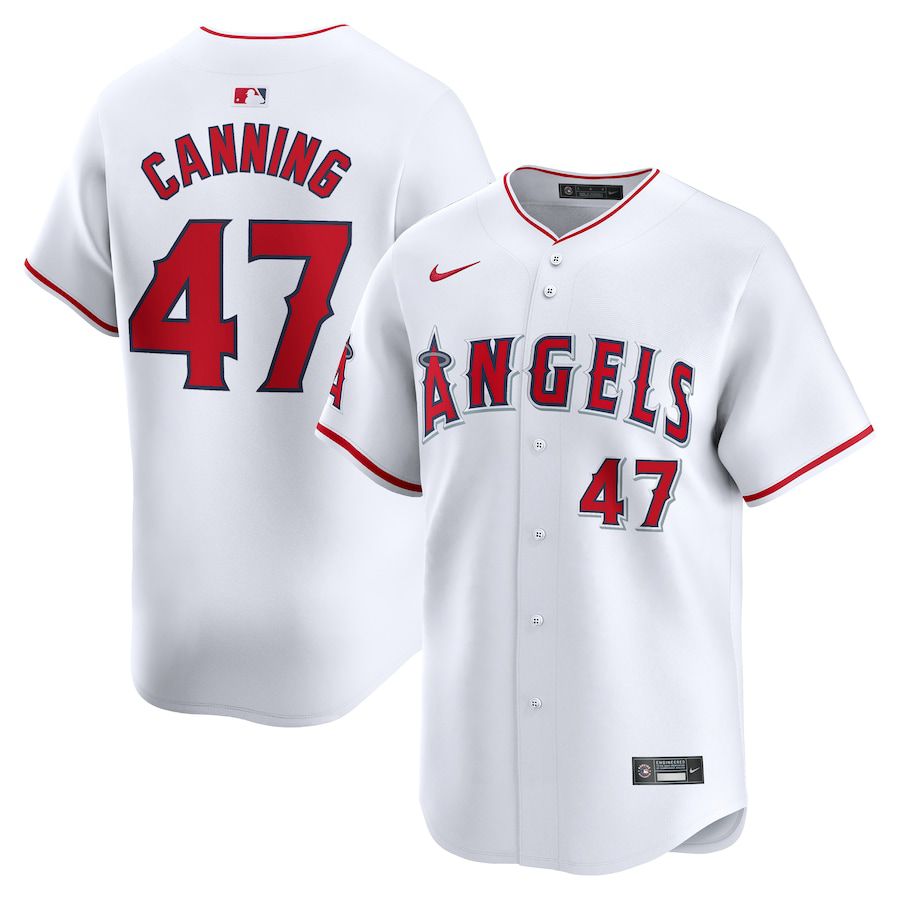 Men Los Angeles Angels #47 Griffin Canning Nike White Home Limited Player MLB Jersey